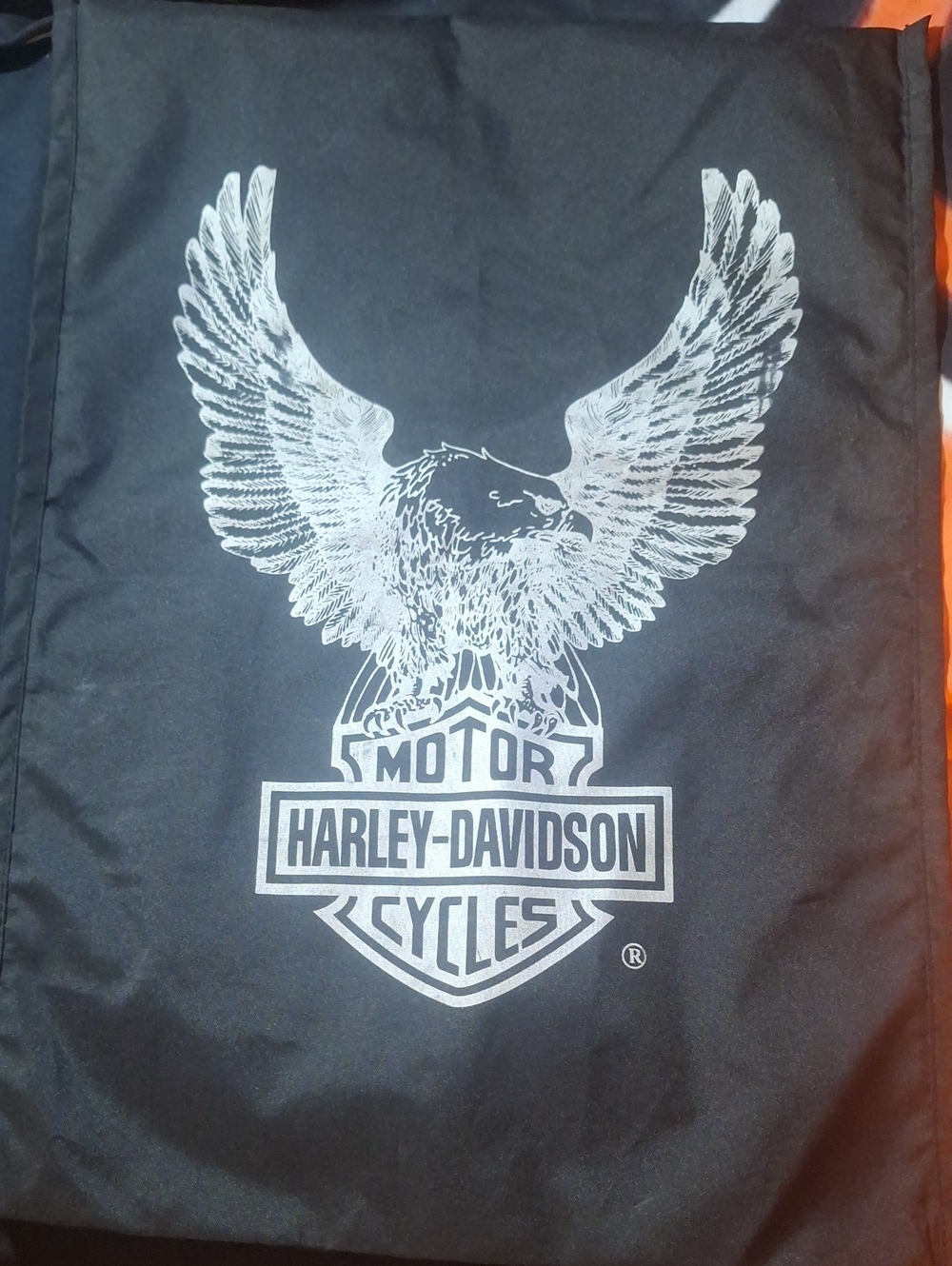 Harley-Davidson Black Travel Pillow Case with White Eagle and Logo